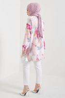 Tesettür giyim PEMBE ÇİÇEK DESENLİ GÖMLEK TUNİK T 0888