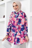 Tesettür giyim LACİVERT BATİK DESENLİ GÖMLEK TUNİK T 0988