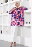 Tesettür giyim LACİVERT BATİK DESENLİ GÖMLEK TUNİK T 0988