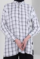 Hijab clothing GREY PLAID PATTERNE TUNIC WITH BUTTONS T 1436