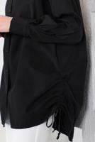 Tesettür giyim SİYAH YANLARI BÜZGÜLÜ GÖMLEK TUNİK T 15516