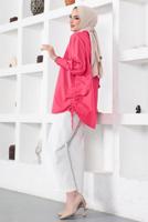 Tesettür giyim FUŞYA YANLARI BÜZGÜLÜ GÖMLEK TUNİK T 15516