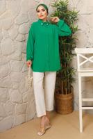Tesettür giyim YEŞİL YAKASI İNCİLİ AEROBİN GÖMLEK TUNİK T 1703