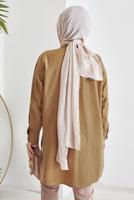 Tesettür giyim KAHVE CEP DETAYLI YANI YIRTMAÇLI GÖMLEK TUNİK T 19316
