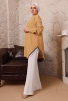 Tesettür giyim TURUNCU YANLARI ZİNCİR DETAYLI TUNİK T 1992 