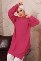 Tesettür giyim FUŞYA YANLARI ZİNCİR DETAYLI TUNİK T 1992 