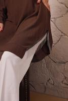Tesettür giyim KAHVE YANLARI ZİNCİR DETAYLI TUNİK T 1992 