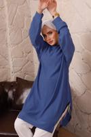 Tesettür giyim LACİVERT YANLARI ZİNCİR DETAYLI TUNİK T 1992 