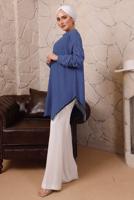 Tesettür giyim LACİVERT YANLARI ZİNCİR DETAYLI TUNİK T 1992 