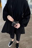 Tesettür giyim SİYAH BALON KOL MÜSLİN GÖMLEK TUNİK T 20032