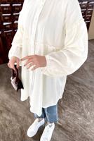 Tesettür giyim KREM BALON KOL MÜSLİN GÖMLEK TUNİK T 20032