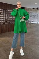 Tesettür giyim YEŞİL BALON KOL MÜSLİN GÖMLEK TUNİK T 20032