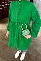 Tesettür giyim YEŞİL BALON KOL MÜSLİN GÖMLEK TUNİK T 20032