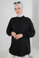 Vêtements hijab NOIR TUNIQUE CHEMISE POIGNETS ELASTIQUE T 20087