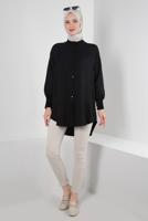Vêtements hijab NOIR TUNIQUE CHEMISE POIGNETS ELASTIQUE T 20087