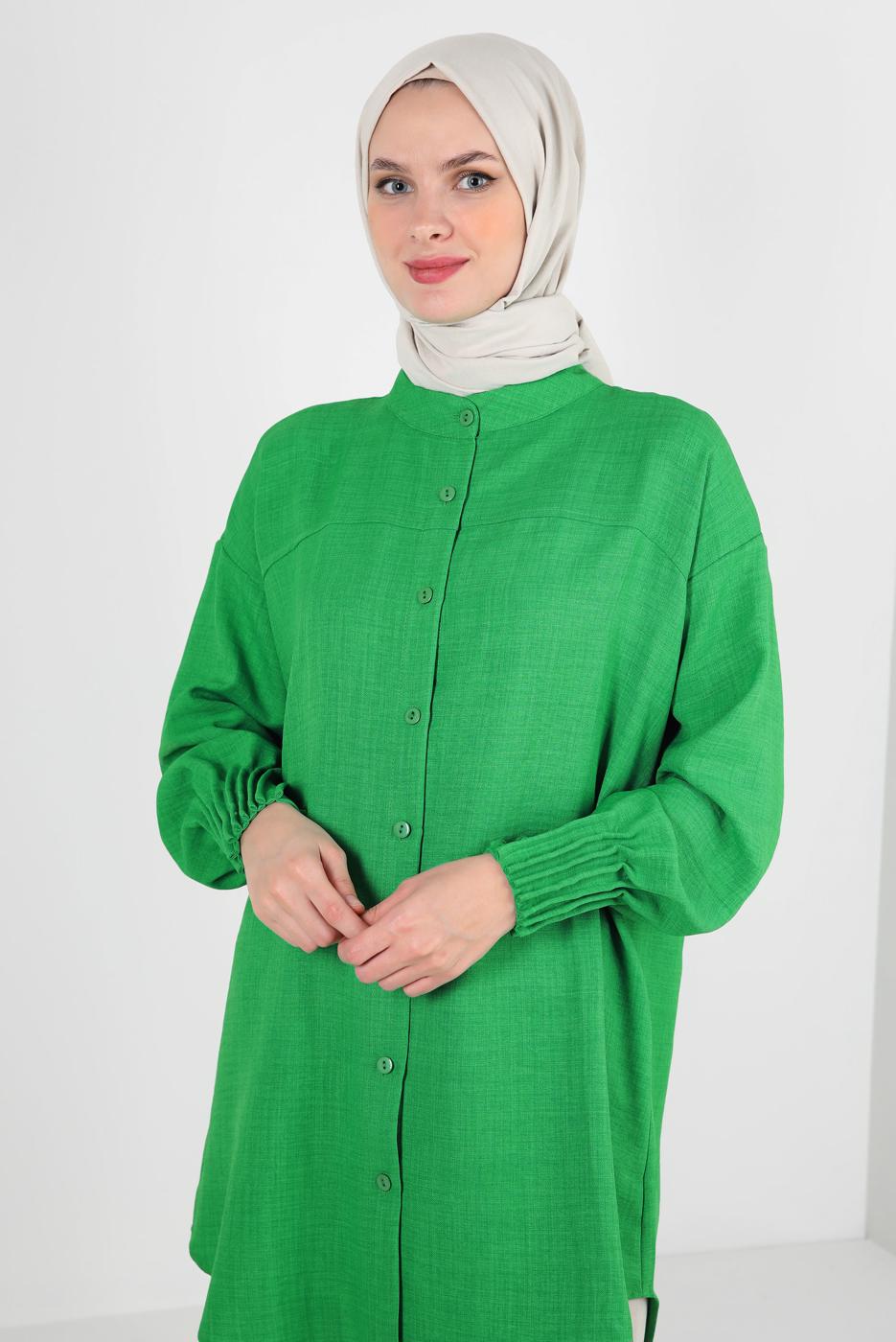 Hijab clothing GREEN SHIRT TUNIC WITH ELASTIC CUFFS T 20087
