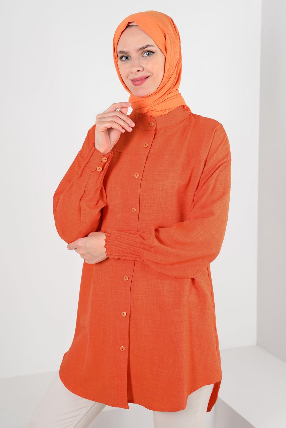 Vêtements hijab ORANGE TUNIQUE CHEMISE POIGNETS ELASTIQUE T 20087