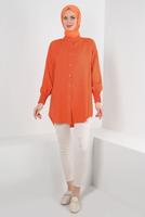 Vêtements hijab ORANGE TUNIQUE CHEMISE POIGNETS ELASTIQUE T 20087