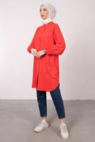 Tesettür giyim TURUNCU MANŞETLERİ LASTİKLİ GÖMLEK TUNİK T 2685 