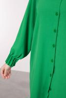 Tesettür giyim YEŞİL MANŞETLERİ LASTİKLİ GÖMLEK TUNİK T 2685 
