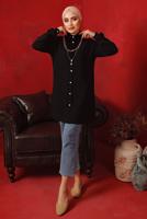 Tesettür giyim SİYAH ZİNCİR DETAYLI DÜĞMELİ TUNİK T 2792