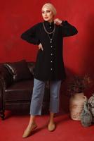 Tesettür giyim SİYAH ZİNCİR DETAYLI DÜĞMELİ TUNİK T 2792