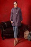 Tesettür giyim MOR ZİNCİR DETAYLI DÜĞMELİ TUNİK T 2792