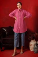Tesettür giyim FUŞYA ZİNCİR DETAYLI DÜĞMELİ TUNİK T 2792