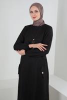 Vêtements hijab NOIR TUNIQUE COL ROND DÉTAIL POCHE T 2885