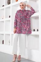 Tesettür giyim YEŞİL DESENLİ GÖMLEK TUNİK T 2888