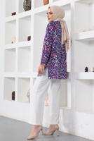 Tesettür giyim MOR DESENLİ GÖMLEK TUNİK T 2888