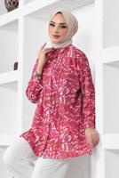Tesettür giyim FUŞYA DESENLİ GÖMLEK TUNİK T 2888