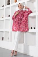 Tesettür giyim FUŞYA DESENLİ GÖMLEK TUNİK T 2888