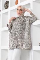 Tesettür giyim VİZON DESENLİ GÖMLEK TUNİK T 2888