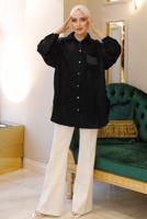 Tesettür giyim SİYAH LEOPAR DESENLİ ZİNCİR DETAYLI TUNİK T 3003