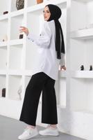 Tesettür giyim BEYAZ ÇİZGİLİ CEP DETAYLI GÖMLEK TUNİK T 34516