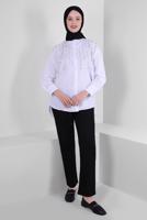 Vêtements hijab BLANC TUNIQUE BOUTONNÉE DÉTAIL PERLES T 3502