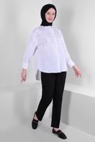 Vêtements hijab BLANC TUNIQUE BOUTONNÉE DÉTAIL PERLES T 3502