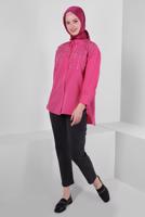 Vêtements hijab FUCHSIA TUNIQUE BOUTONNÉE DÉTAIL PERLES T 3502