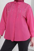 Vêtements hijab FUCHSIA TUNIQUE BOUTONNÉE DÉTAIL PERLES T 3502