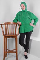 Vêtements hijab VERT TUNIQUE BOUTONNÉE DÉTAIL PERLES T 3502