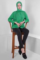 Vêtements hijab VERT TUNIQUE BOUTONNÉE DÉTAIL PERLES T 3502