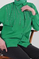 Vêtements hijab VERT TUNIQUE BOUTONNÉE DÉTAIL PERLES T 3502