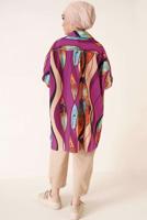 Tesettür giyim MOR DESENLİ GÖMLEK TUNİK T 3988