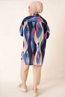 Tesettür giyim LACİVERT DESENLİ GÖMLEK TUNİK T 3988