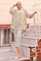 Tesettür giyim KUM ÇİÇEK NAKIŞLI SALAŞ GÖMLEK TUNİK T 40032