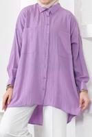 Tesettür giyim MOR CEPLİ BÜRÜMCÜK GÖMLEK TUNİK T 44516