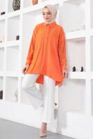 Tesettür giyim TURUNCU CEPLİ BÜRÜMCÜK GÖMLEK TUNİK T 44516