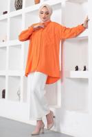 Tesettür giyim TURUNCU CEPLİ BÜRÜMCÜK GÖMLEK TUNİK T 44516