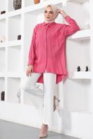 Tesettür giyim PEMBE CEPLİ BÜRÜMCÜK GÖMLEK TUNİK T 44516